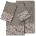 Authentic Hotel And Spa Turkish Cotton Cheetah Jacquard Trim Dark Grey 4 Piece Towel Set