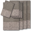 Authentic Hotel And Spa Turkish Cotton Cheetah Jacquard Trim Dark Grey 8 Piece Towel Set