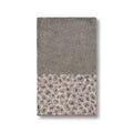 Authentic Hotel And Spa Turkish Cotton Cheetah Jacquard Trim Dark Grey Hand Towel