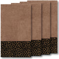 Authentic Hotel And Spa Turkish Cotton Cheetah Jacquard Trim Latte Brown 4 Piece Bath Towel Set
