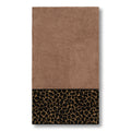 Authentic Hotel And Spa Turkish Cotton Cheetah Jacquard Trim Latte Brown Bath Towel