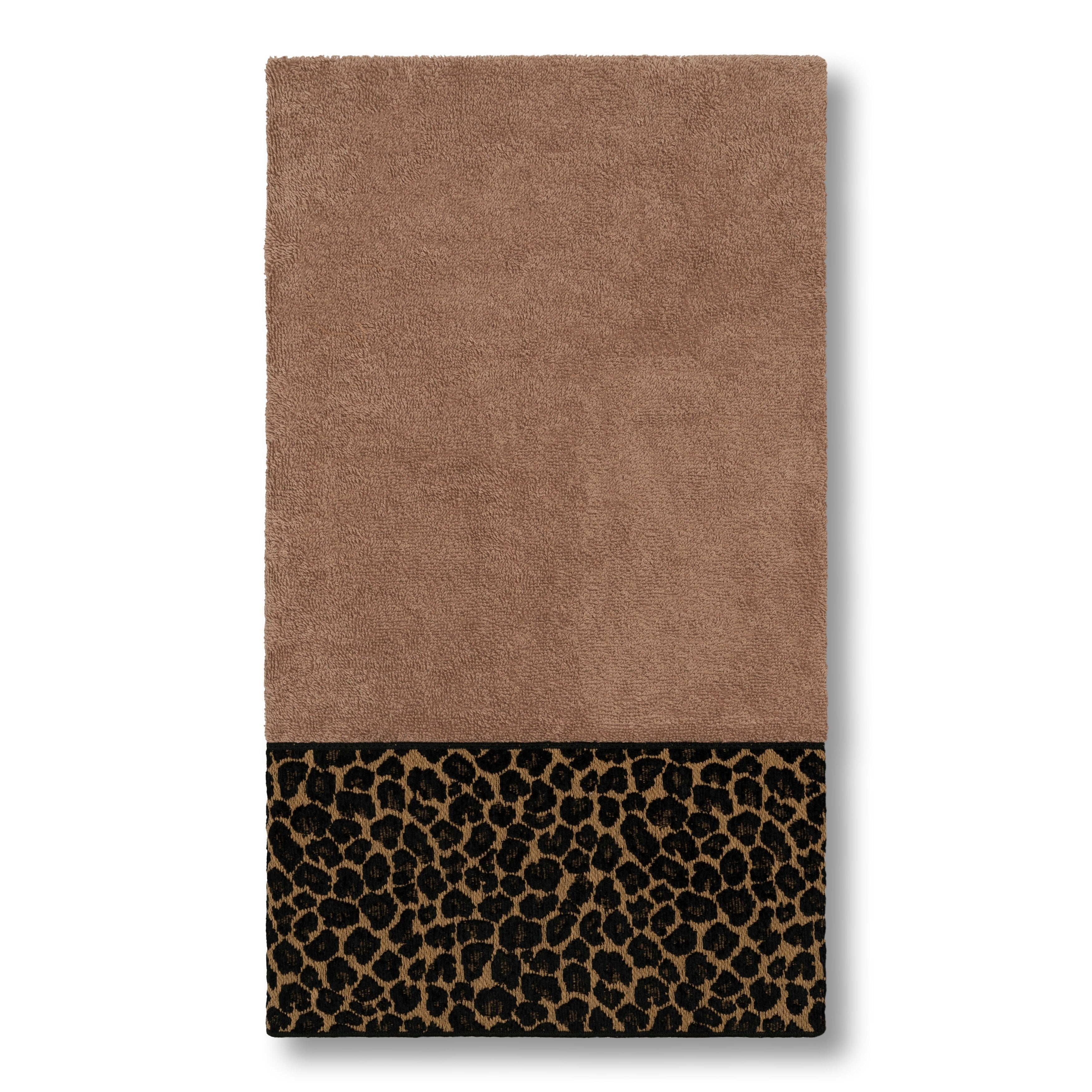 Authentic Hotel And Spa Turkish Cotton Cheetah Jacquard Trim Latte Brown Bath Towel