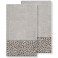 Authentic Hotel And Spa Turkish Cotton Cheetah Jacquard Trim Light Grey 2 Piece Bath Towel Set