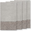 Authentic Hotel And Spa Turkish Cotton Cheetah Jacquard Trim Light Grey 4 Piece Bath Towel Set