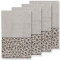 Authentic Hotel And Spa Turkish Cotton Cheetah Jacquard Trim Light Grey 4 Piece Hand Towel Set