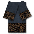 Authentic Hotel And Spa Turkish Cotton Cheetah Jacquard Trim Midnight Blue 3 Piece Towel Set