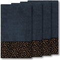 Authentic Hotel And Spa Turkish Cotton Cheetah Jacquard Trim Midnight Blue 4 Piece Bath Towel Set