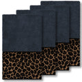 Authentic Hotel And Spa Turkish Cotton Cheetah Jacquard Trim Midnight Blue 4 Piece Hand Towel Set
