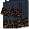 Authentic Hotel And Spa Turkish Cotton Cheetah Jacquard Trim Midnight Blue 8 Piece Towel Set