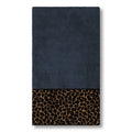 Authentic Hotel And Spa Turkish Cotton Cheetah Jacquard Trim Midnight Blue Bath Towel