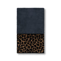 Authentic Hotel And Spa Turkish Cotton Cheetah Jacquard Trim Midnight Blue Hand Towel