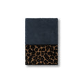 Authentic Hotel And Spa Turkish Cotton Cheetah Jacquard Trim Midnight Blue Washcloth