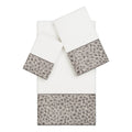 Authentic Hotel And Spa Turkish Cotton Cheetah Jacquard Trim White 3 Piece Towel Set