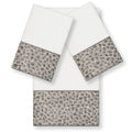 Authentic Hotel And Spa Turkish Cotton Cheetah Jacquard Trim White 3 Piece Towel Set