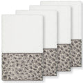 Authentic Hotel And Spa Turkish Cotton Cheetah Jacquard Trim White 4 Piece Hand Towel Set