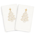 Authentic Hotel And Spa Turkish Cotton Christmas Scroll Tree White Set Of 2 Hand Towels