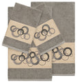 Authentic Hotel And Spa Turkish Cotton Circles Embroidered Dark Grey 4 Piece Towel Set
