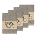 Authentic Hotel And Spa Turkish Cotton Circles Embroidered Dark Grey 4 Piece Washcloth Set