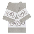 Authentic Hotel And Spa Turkish Cotton Circles Embroidered Light Grey 3 Piece Towel Set