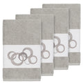 Authentic Hotel And Spa Turkish Cotton Circles Embroidered Light Grey 4 Piece Hand Towel Set