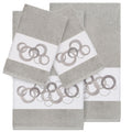 Authentic Hotel And Spa Turkish Cotton Circles Embroidered Light Grey 4 Piece Towel Set