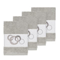 Authentic Hotel And Spa Turkish Cotton Circles Embroidered Light Grey 4 Piece Washcloth Set