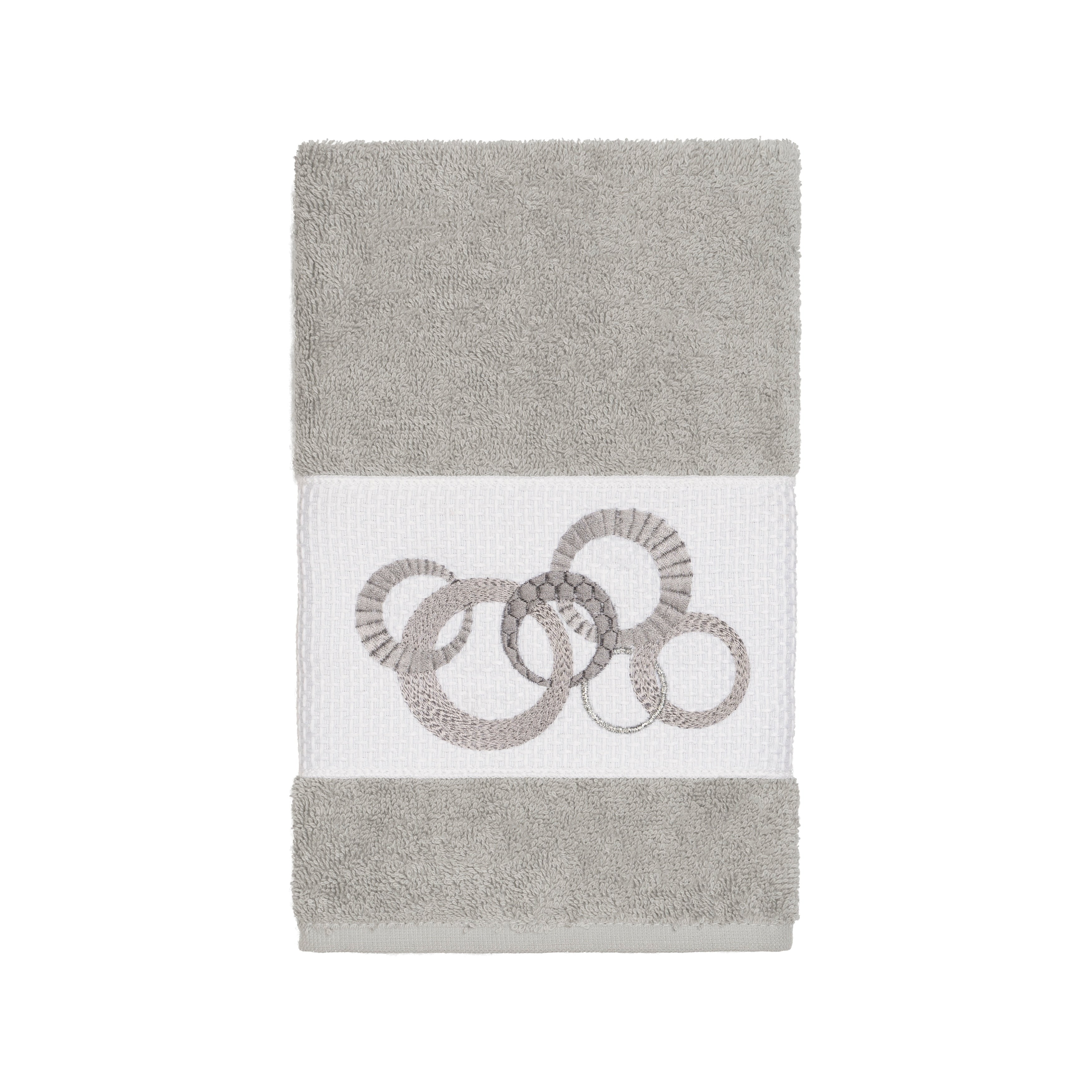 Authentic Hotel And Spa Turkish Cotton Circles Embroidered Light Grey Hand Towel