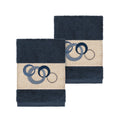 Authentic Hotel And Spa Turkish Cotton Circles Embroidered Midnight Blue 2 Piece Washcloth Set