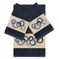 Authentic Hotel And Spa Turkish Cotton Circles Embroidered Midnight Blue 3 Piece Towel Set