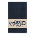 Authentic Hotel And Spa Turkish Cotton Circles Embroidered Midnight Blue Bath Towel