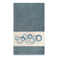 Authentic Hotel And Spa Turkish Cotton Circles Embroidered Teal Blue Bath Towel