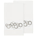 Authentic Hotel And Spa Turkish Cotton Circles Embroidered White 2 Piece Bath Towel Set