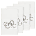 Authentic Hotel And Spa Turkish Cotton Circles Embroidered White 4 Piece Hand Towel Set