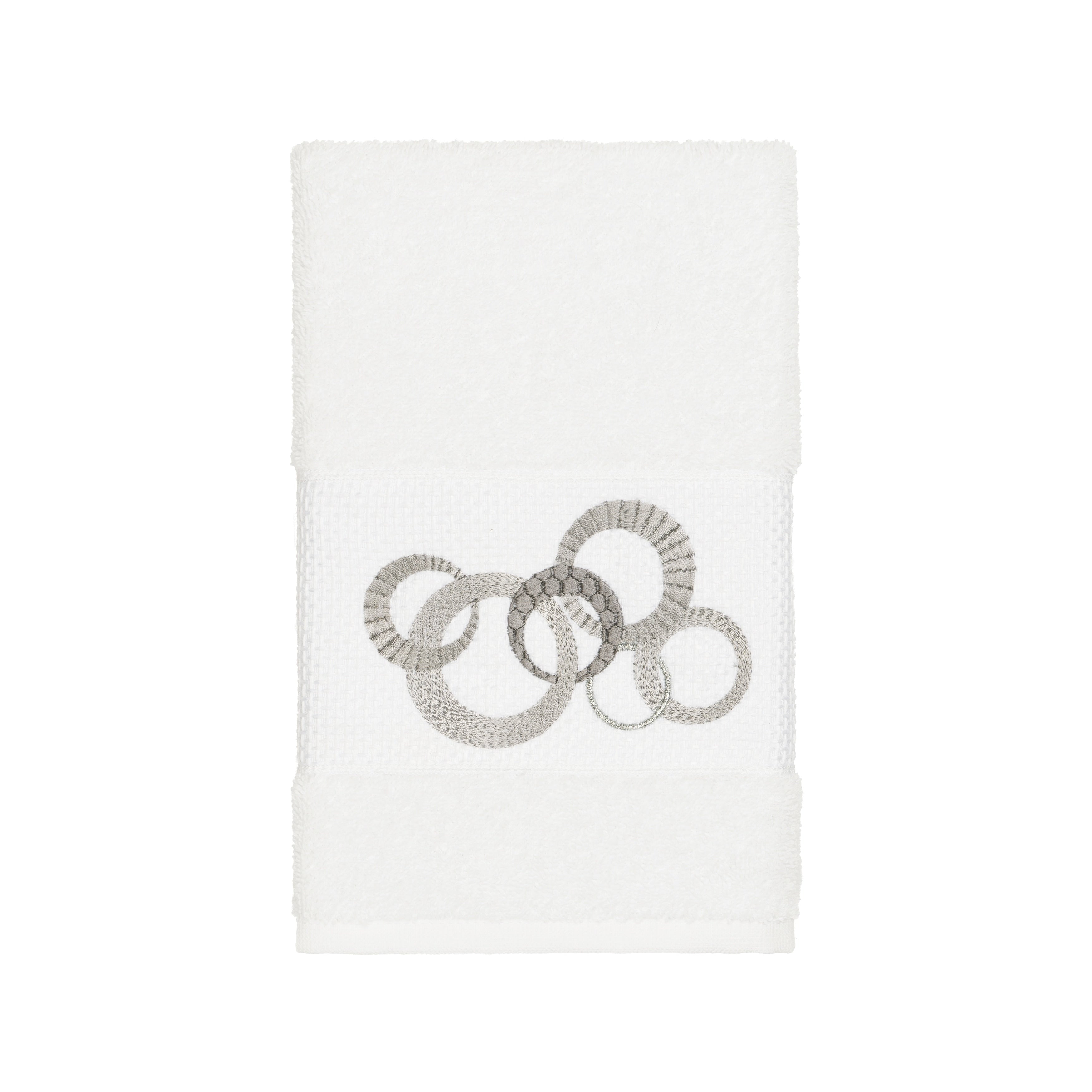 Authentic Hotel And Spa Turkish Cotton Circles Embroidered White Hand Towel