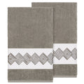 Authentic Hotel And Spa Turkish Cotton Diamonds Embroidered Dark Grey 2 Piece Bath Towel Set