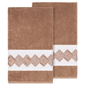 Authentic Hotel And Spa Turkish Cotton Diamonds Embroidered Latte Brown 2 Piece Bath Towel Set