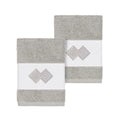 Authentic Hotel And Spa Turkish Cotton Diamonds Embroidered Light Grey 2 Piece Washcloth Set