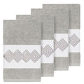 Authentic Hotel And Spa Turkish Cotton Diamonds Embroidered Light Grey 4 Piece Hand Towel Set