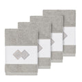 Authentic Hotel And Spa Turkish Cotton Diamonds Embroidered Light Grey 4 Piece Washcloth Set