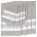 Authentic Hotel And Spa Turkish Cotton Diamonds Embroidered Light Grey 8 Piece Towel Set
