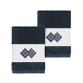 Authentic Hotel And Spa Turkish Cotton Diamonds Embroidered Midnight Blue 2 Piece Washcloth Set