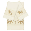 Authentic Hotel And Spa Turkish Cotton Elephants Embroidered Cream 3 Piece Towel Set