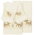 Authentic Hotel And Spa Turkish Cotton Elephants Embroidered Cream 4 Piece Towel Set