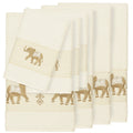 Authentic Hotel And Spa Turkish Cotton Elephants Embroidered Cream 8 Piece Towel Set