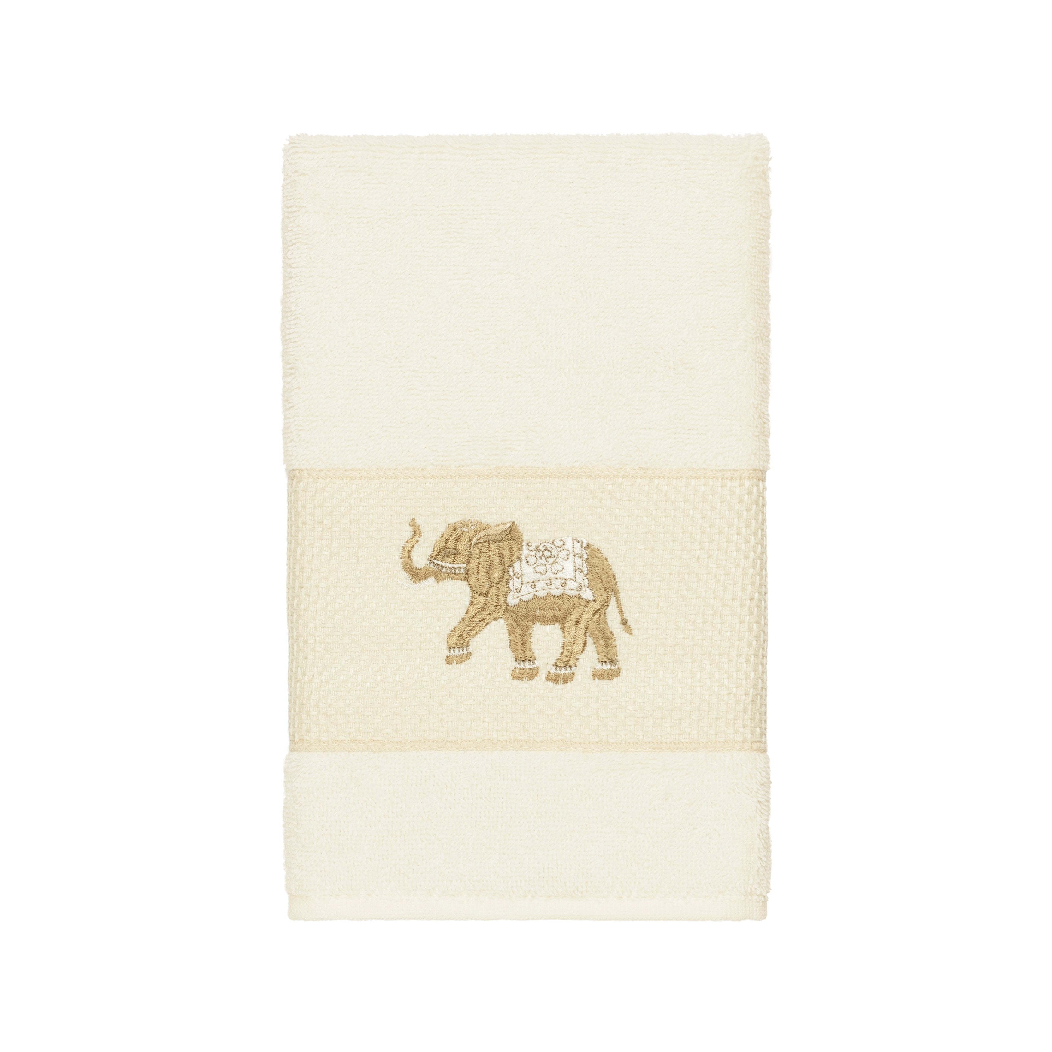 Authentic Hotel And Spa Turkish Cotton Elephants Embroidered Cream Hand Towel