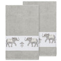 Authentic Hotel And Spa Turkish Cotton Elephants Embroidered Light Grey 2 Piece Bath Towel Set