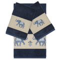Authentic Hotel And Spa Turkish Cotton Elephants Embroidered Midnight Blue 3 Piece Towel Set