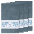 Authentic Hotel And Spa Turkish Cotton Elephants Embroidered Teal Blue 4 Piece Bath Towel Set