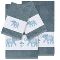 Authentic Hotel And Spa Turkish Cotton Elephants Embroidered Teal Blue 4 Piece Towel Set