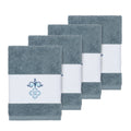 Authentic Hotel And Spa Turkish Cotton Elephants Embroidered Teal Blue 4 Piece Washcloth Set